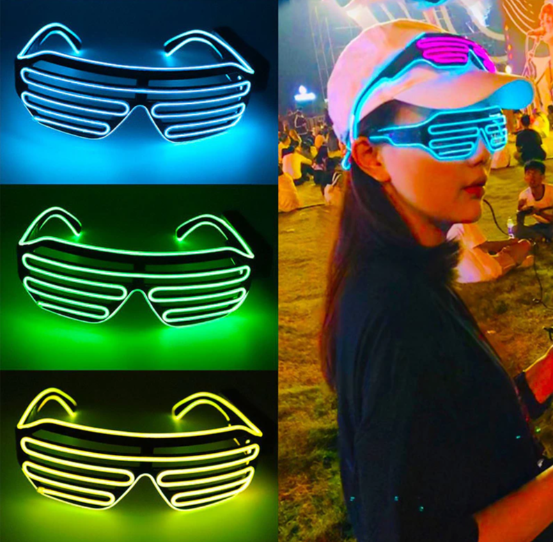 Светодиодные очки EL Wire для вечеринок с подсветкой (три режима подсветки) - фото 4 - id-p213265111