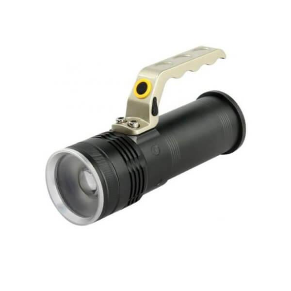 Аккумуляторный светодиодный фонарь CREE T6 10Вт, металлический с ручкой, аккумулятором 2x18650, IP54 - фото 1 - id-p212441710