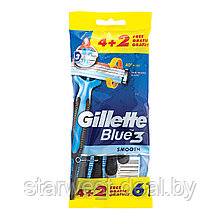 Gillette Blue 3 Smooth 6 шт. (4+2) Мужские одноразовые станки / бритвы для бритья