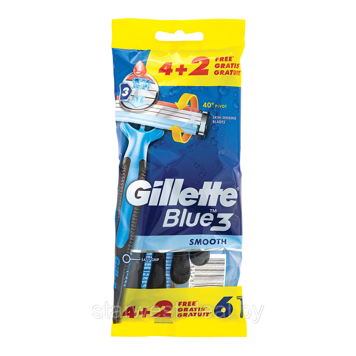 Gillette Blue 3 Smooth 6 шт. (4+2) Мужские одноразовые станки / бритвы для бритья - фото 1 - id-p213277100