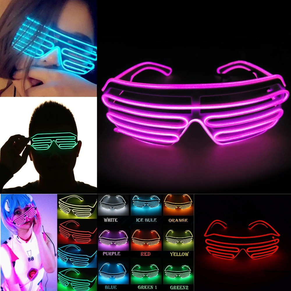 Светодиодные очки EL Wire для вечеринок с подсветкой (три режима подсветки) - фото 1 - id-p213278499
