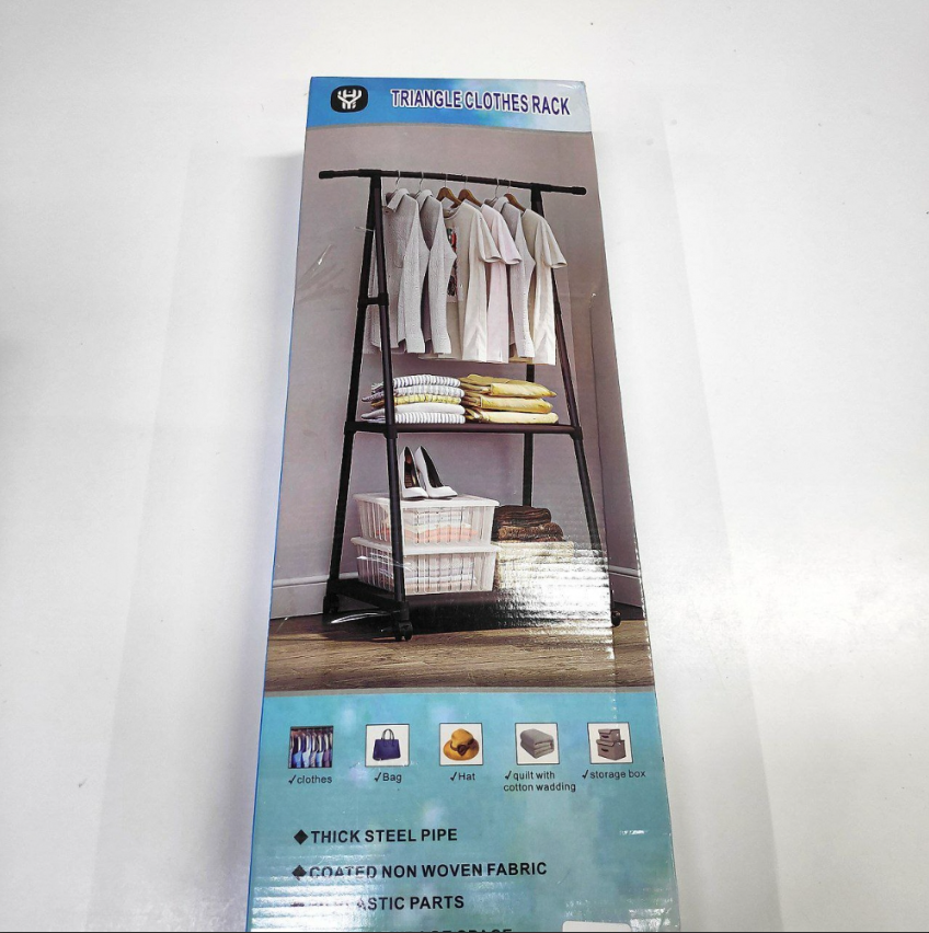 Вешалка передвижная напольная с полками Triangle clothes Rack 160х55х42 см./Стойка для вещей, обуви на колесах - фото 8 - id-p213278856