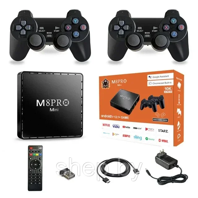 2 в 1 Игровая приставка GAME STICK + TV-приставка M8Pro Mini Android 12.1 + 2 беспроводных геймпада, 4/64 Гб - фото 1 - id-p213279160