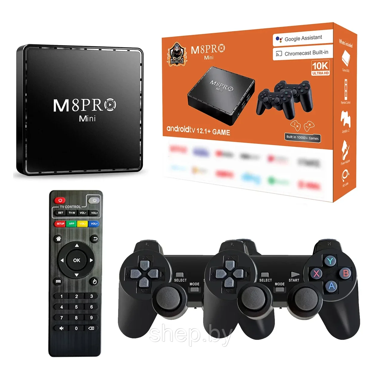 2 в 1 Игровая приставка GAME STICK + TV-приставка M8Pro Mini Android 12.1 + 2 беспроводных геймпада, 4/64 Гб - фото 2 - id-p213279160