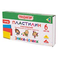 Пластилин классический ПИФАГОР "ЭНИКИ-БЕНИКИ СУПЕР", 6 цветов, 120 г, стек ЦЕНА БЕЗ НДС!