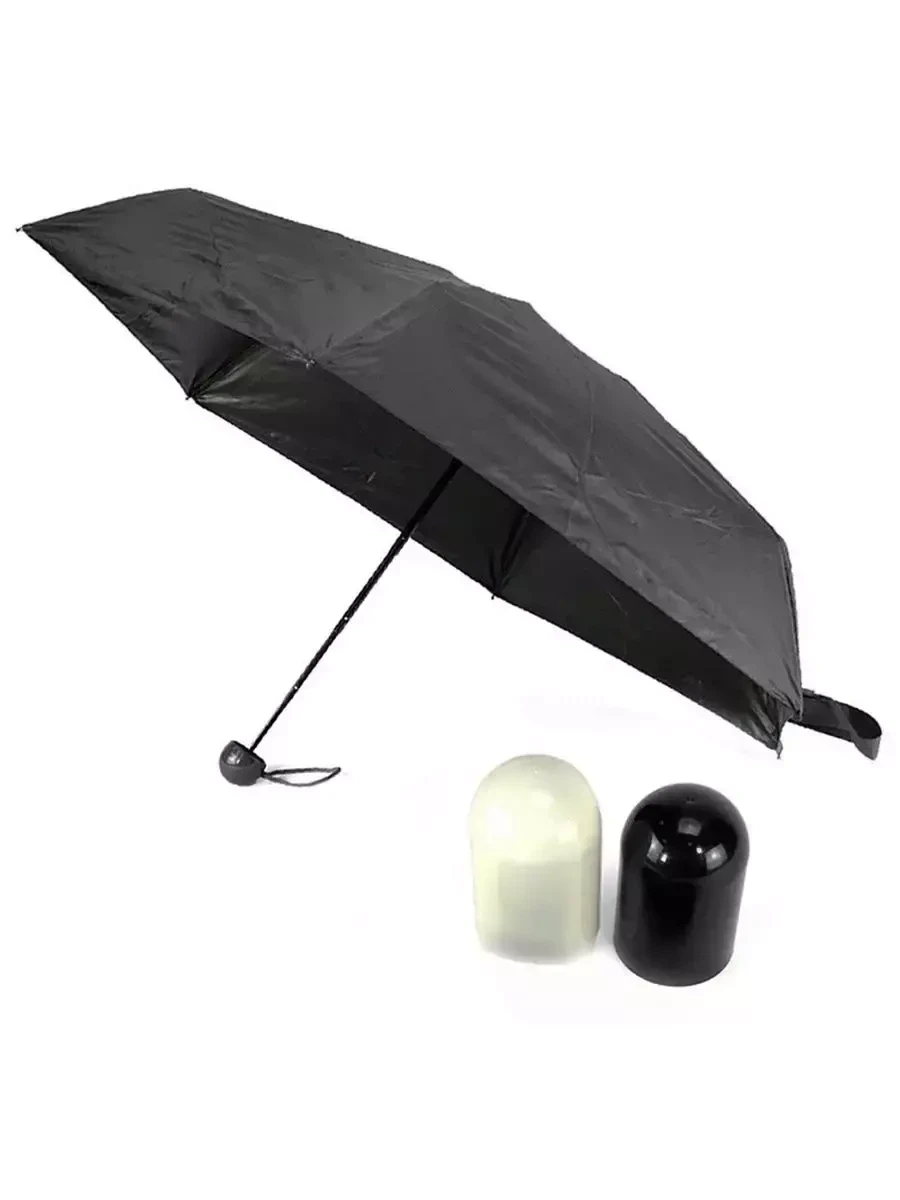 Универсальный карманный мини зонт в капсуле (чёрный) - фото 2 - id-p213239773