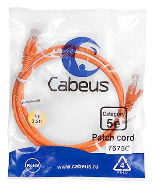 Патч-корд Cabeus PC-UTP-RJ45-Cat.5e-1m-OR Кат.5е 1 м оранжевый - фото 1 - id-p213264424