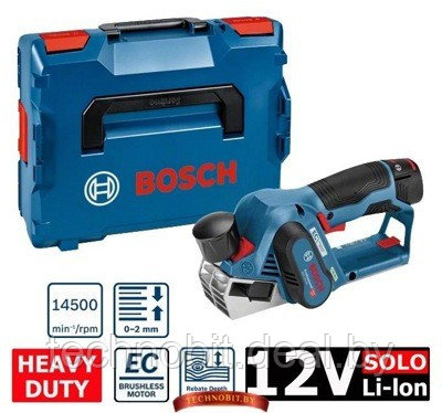 Рубанок аккумуляторный Bosch GHO 12V-20 (06015A7002) Solo, без аккумуляторов, L-Boxx - фото 1 - id-p213281883
