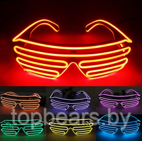 Светодиодные очки EL Wire для вечеринок с подсветкой (три режима подсветки) Оранжевые - фото 1 - id-p213283508