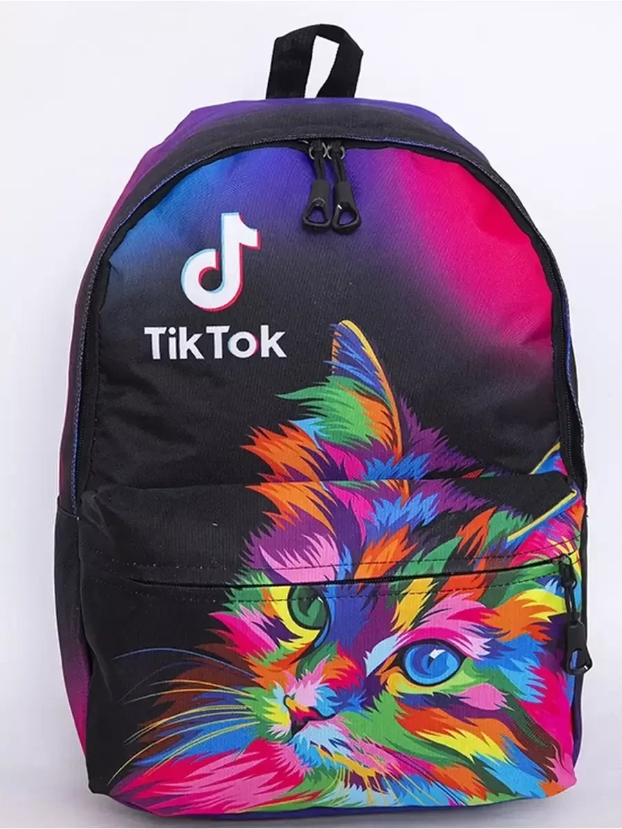 Подростковый молодежный рюкзак Tik Tok (радужный кот) - фото 2 - id-p213245222