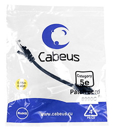 Патч-корд Cabeus PC-UTP-RJ45-Cat.5e-0.15m-BK-LSZH Кат.5е 0.15 м черный - фото 1 - id-p213264377