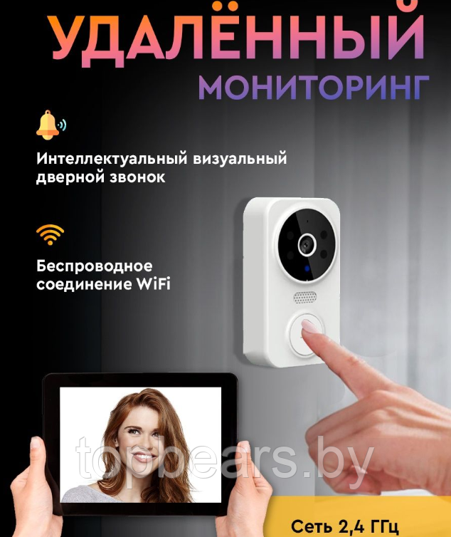 Умный беспроводной видеоглазок Mini DOORBELL Wi-Fi управление V.1.4.(датчик движения, ночное видео, - фото 5 - id-p208779739