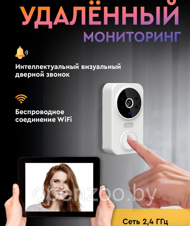 Умный беспроводной видеоглазок Mini DOORBELL Wi-Fi управление V.1.4.(датчик движения, ночное видео, - фото 5 - id-p208779812