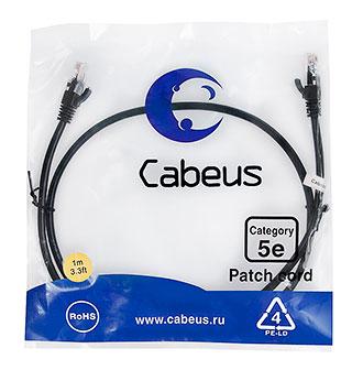 Патч-корд Cabeus PC-UTP-RJ45-Cat.5e-1m-BK-LSZH Кат.5е 1 м черный - фото 1 - id-p213264444