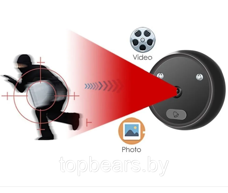 Умный видеоглазок для входной двери с экраном LCD 2.4 Intelligence Peephole (день/ночь, до 32 Gb) / - фото 9 - id-p204480413