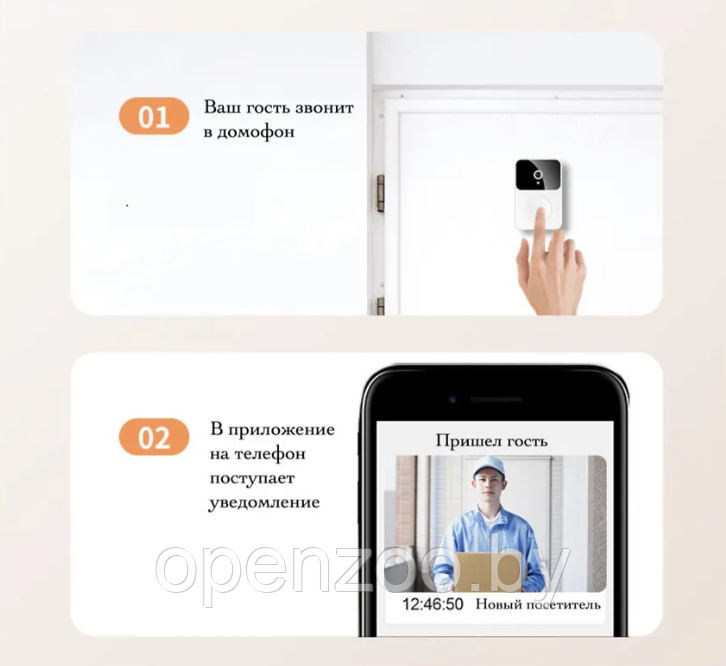 Умный беспроводной видеоглазок Mini Smart DOORBELL Wi-Fi управление (ночное видео, управление со смартфона) / - фото 8 - id-p207593429