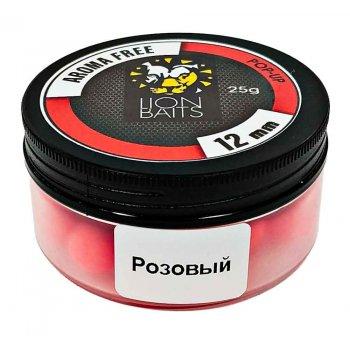 Lion Baits Бойлы плавающие Pop-Up "Aroma Free" (без аромы) розовые 12 мм