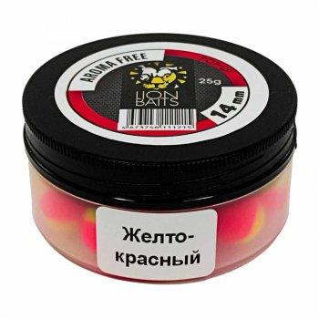Lion Baits Бойлы плавающие Pop-Up "Aroma Free" (без аромы) желто-красные 14 мм