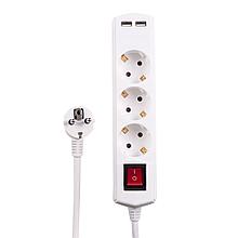 Удлинитель с USB 3 гнезда 2м, 16А/3,6кW с з/к, ПВС
3х1,5 ETP