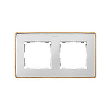 8201620-270 Рамка на 2 поста белого цвета с деревянным 
основанием натурального цвета бук Detail
