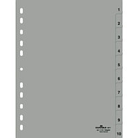 Разделитель для документов Durable, А4, с маркировкой, цифровой 1-10, 10 л. полипропилен, серый