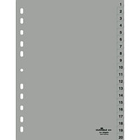 Разделитель для документов Durable, А4, с маркировкой, цифровой 1-20, 20 л. полипропилен, серый