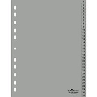 Разделитель для документов Durable, А4, с маркировкой, цифровой 1-31, 31 л. полипропилен, серый