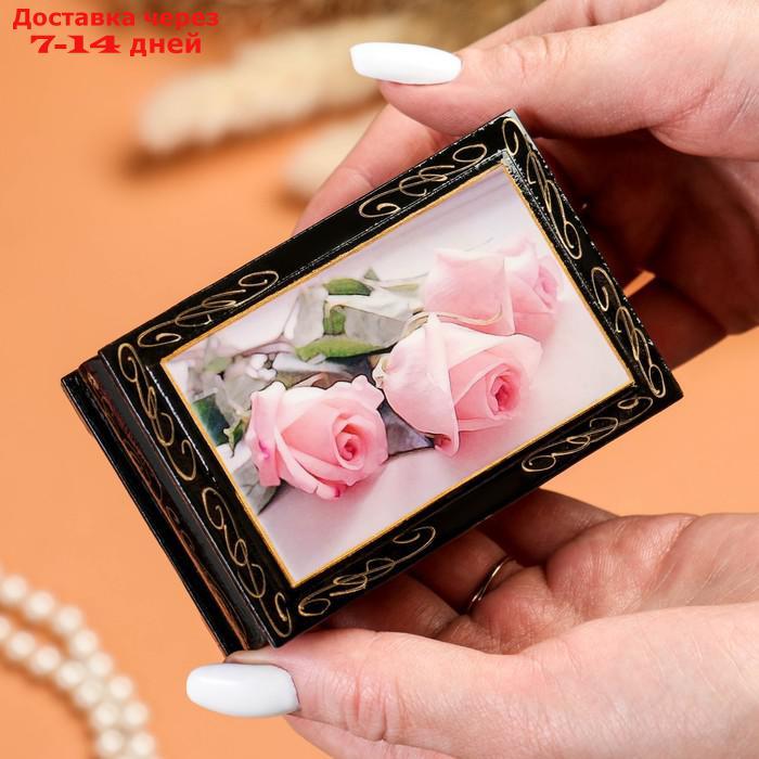 Шкатулка "Розовые розы", 6×9 см, лаковая миниатюра - фото 3 - id-p213284551