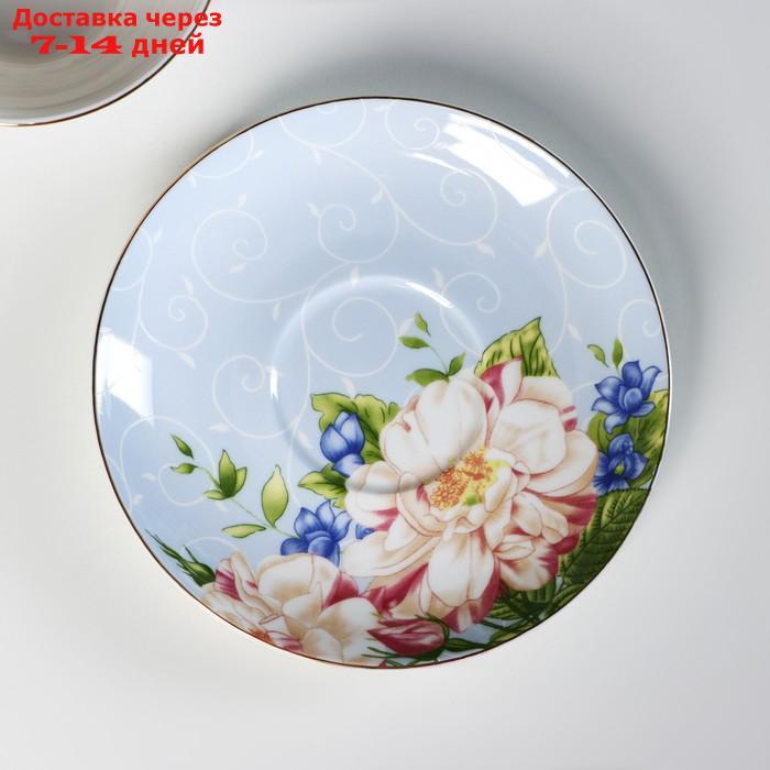 Чайная пара "Чайная роза", чашка 200 мл, блюдце 13,5 см, цвет голубой - фото 3 - id-p213285909