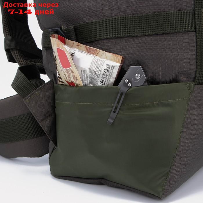 Рюкзак туристический, 70 л, отдел на молнии, 3 наружных кармана, цвет хаки - фото 9 - id-p213287616