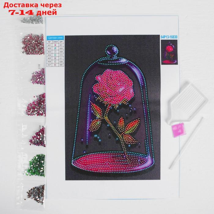 Алмазная вышивка с частичным заполнением "Сказочный цветок" 20х30 см на холсте - фото 3 - id-p213286084