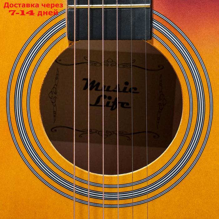 Гитара акустическая, цвет санберст, 104см, с вырезом - фото 3 - id-p213286214