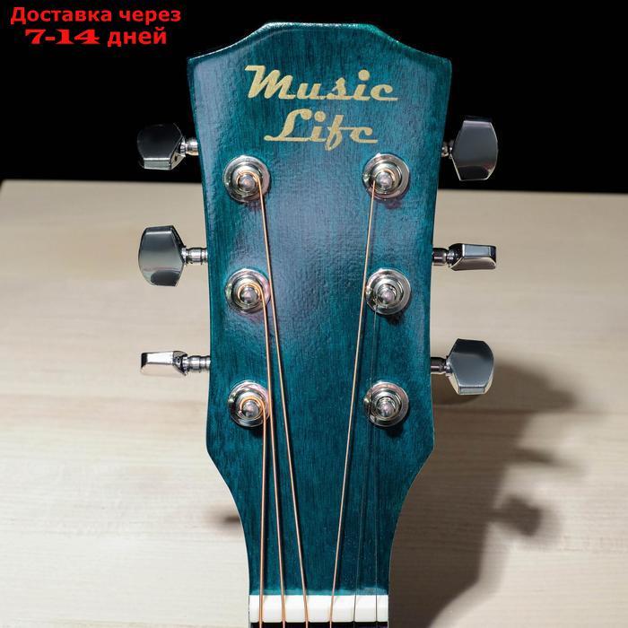 Гитара акустическая, цвет синий, 97см, с вырезом - фото 2 - id-p213286241