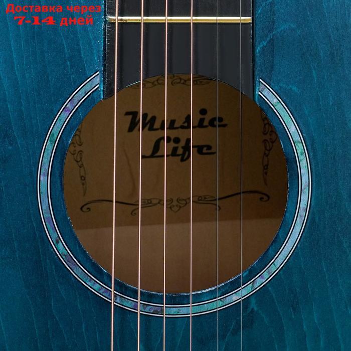 Гитара акустическая, цвет синий, 97см, с вырезом - фото 3 - id-p213286241