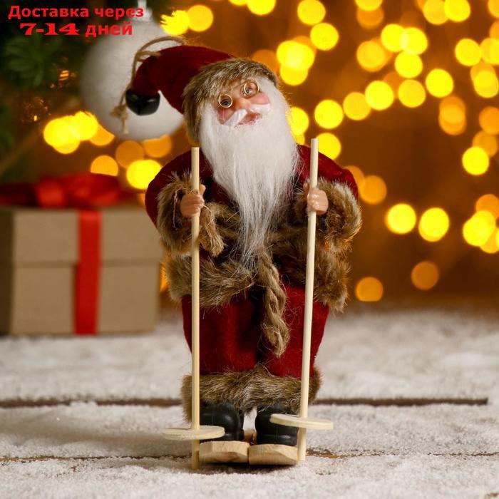 Дед Мороз "На лыжах" в бордовом костюме 17 см - фото 1 - id-p213286270
