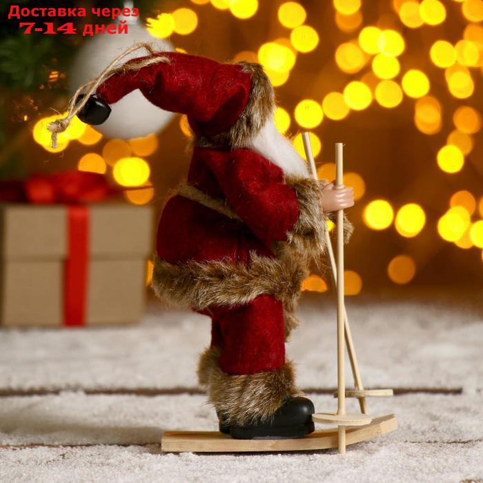 Дед Мороз "На лыжах" в бордовом костюме 17 см - фото 4 - id-p213286270