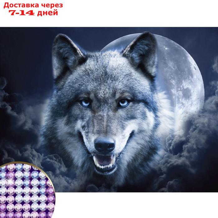 Алмазная вышивка с частичным заполнением "Магия волка" 30х40 см, холст, ёмкость - фото 1 - id-p213286294