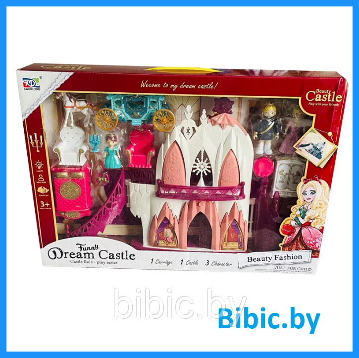 Детский домик для кукол, игровой кукольный набор для девочек, KDL-12 набор Замок с фигурками для игры детей - фото 1 - id-p213378272