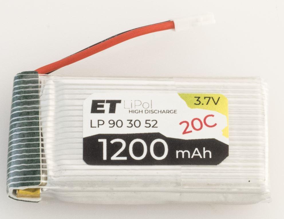 Аккумулятор 903052 1200mAh высокотоковый - ET LP903052-20CM, 3.7V, Li-Pol (подходит для квадрокоптеров)