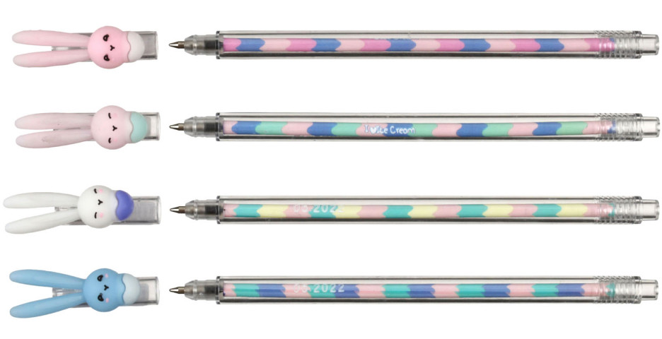 Ручка шариковая Meshu с топпером Ice Cream Rabbit, корпус ассорти, стержень синий - фото 1 - id-p213378511