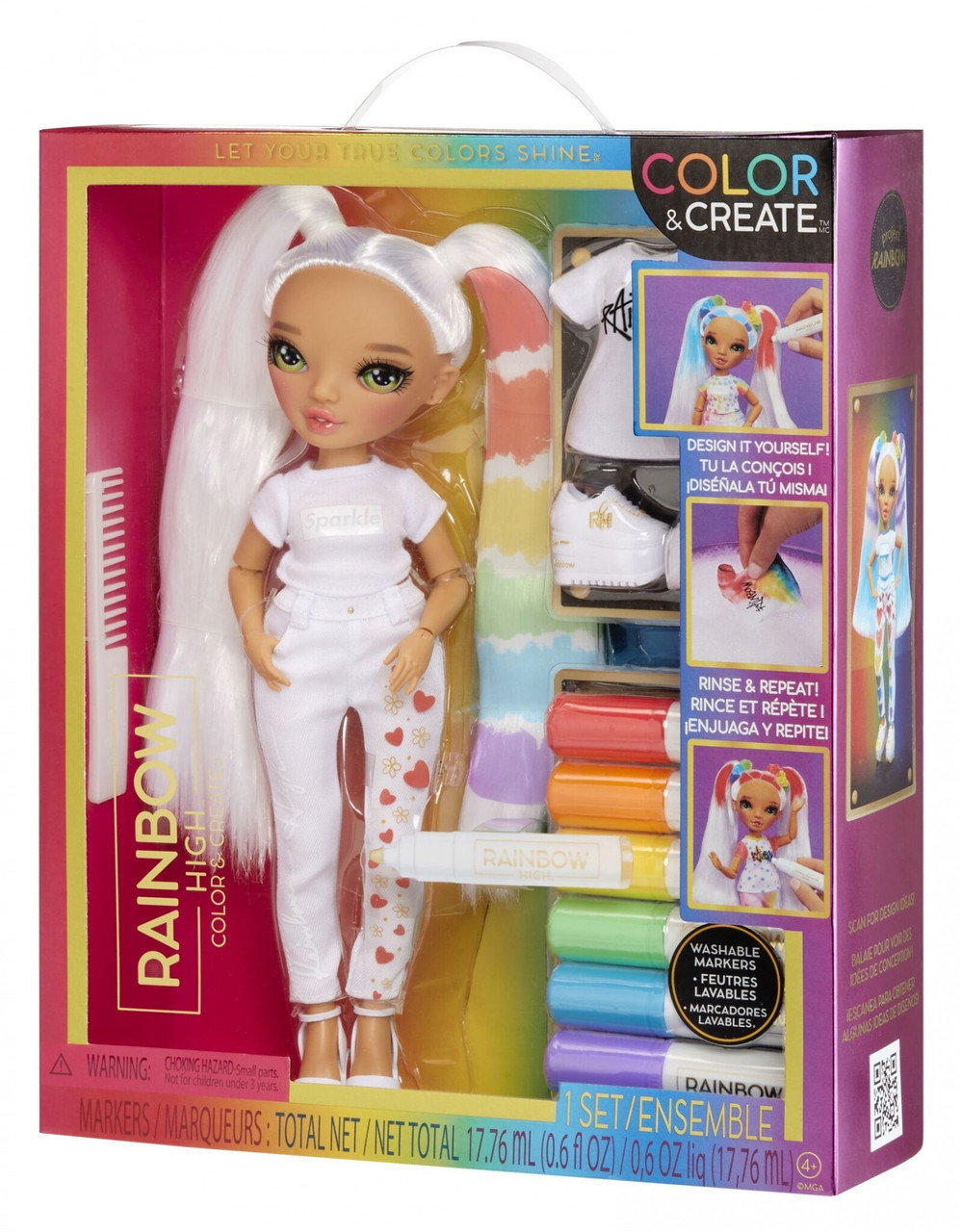 Планета Игрушек Rainbow High Color and Create c куклой с зелеными глазами 500407