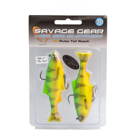 Приманка мягкая SAVAGE GEAR 3D Roach Pulsetail 10cm 17.5g S Firetiger 2pcs - фото 2 - id-p213388835