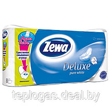 Туалетная бумага 12рул 3-слоя "Zewa Deluxе"RU белая (pure white)