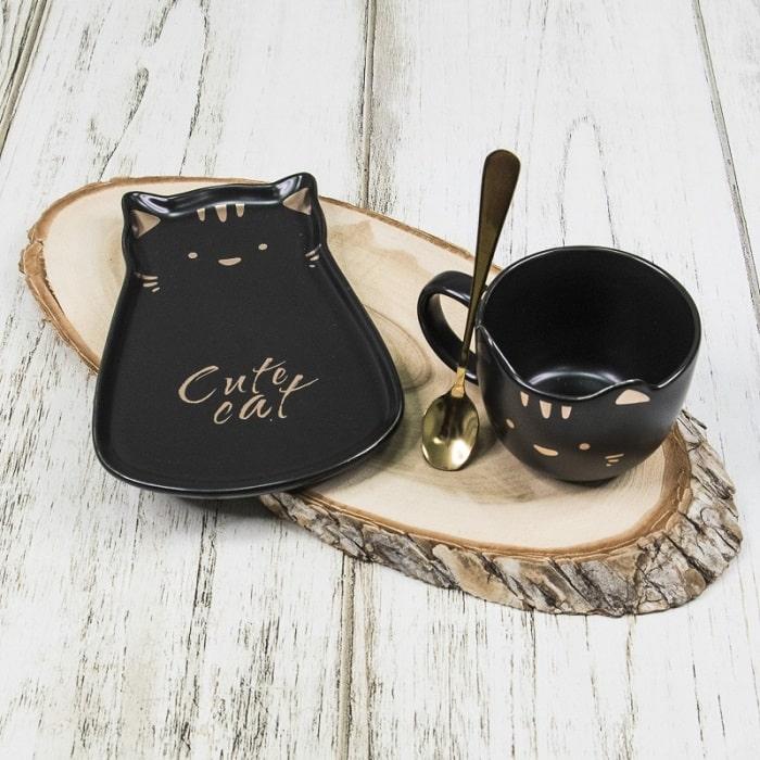 Подарочный чайный набор Котик «Cute cat» на 1 персону цвет:черный - фото 1 - id-p213390501