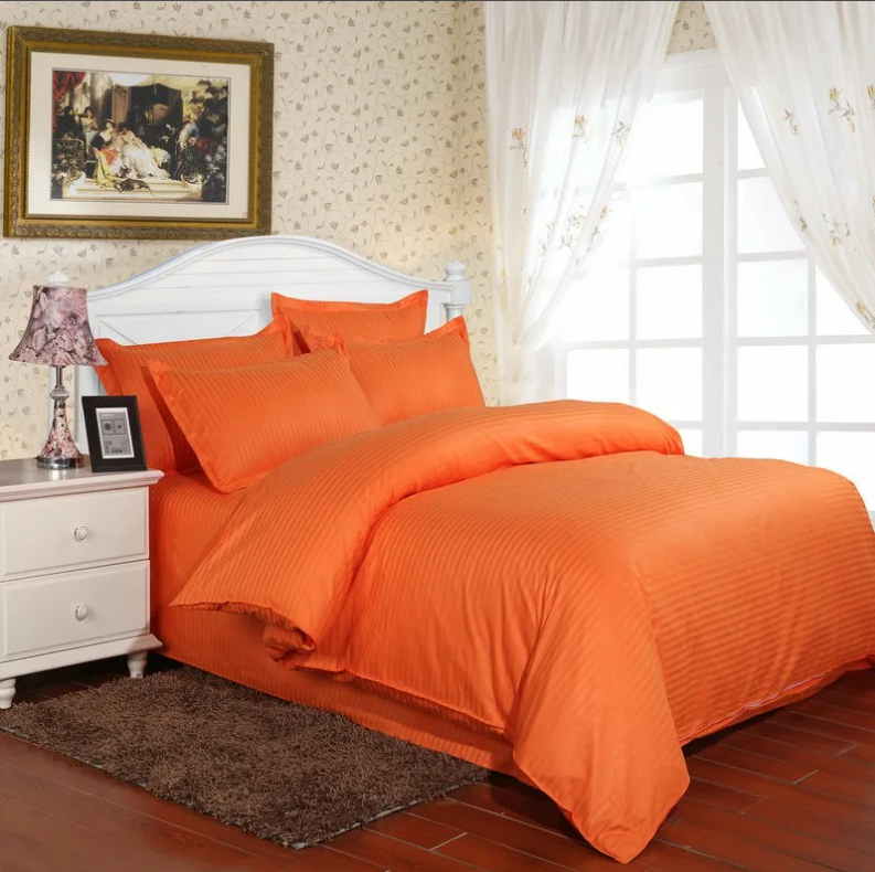 Комплект постельного белья 2-хспальный "Валенсия". Страйп-сатин. Оранжевый! - фото 1 - id-p213406432