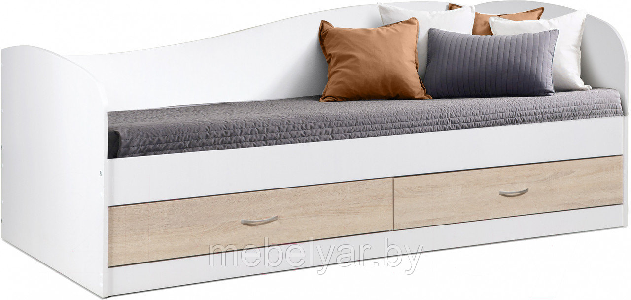 Кровать односпальная Мебель Класс Лагуна-2 белый / дуб сонома - фото 2 - id-p179426177