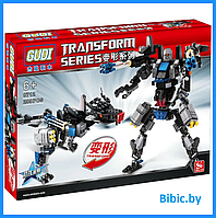 Детский конструктор робот трансформер Gudi Transformer с оружием 8712 игрушка для мальчиков, аналог лего lego