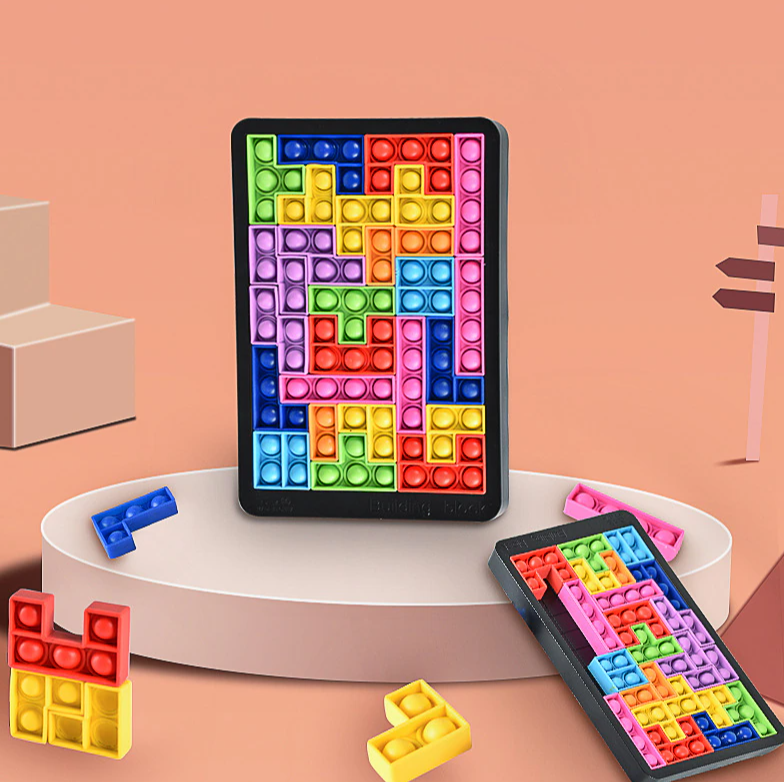 Игрушка - планшет тетрис Pop It 27 деталей Building Block / Конструктор - антистресс головоломка - фото 10 - id-p213424100