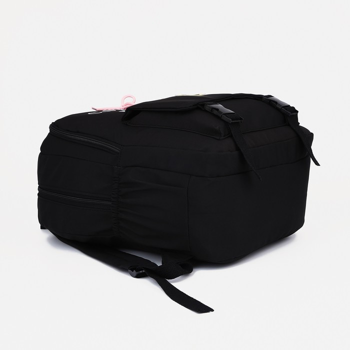 Рюкзак на молнии, 3 наружных кармана, цвет чёрный - фото 3 - id-p213425067