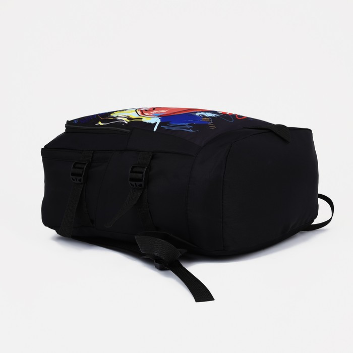 Рюкзак на молнии, 3 наружных кармана, цвет чёрный - фото 3 - id-p213425071